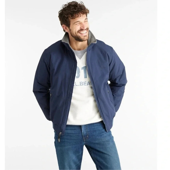 LL BEAN men’s warm up jacket fleece lined item 205107 - Picture 1 of 6
